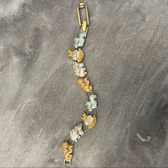 Vintage Noah’s Ark Slide Enamel Charm Gold Bracelet - Picture 3 of 11